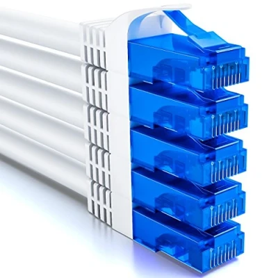 Immagine di deleyCON 5x 2m CAT6 Set di Cavi Rete U UTP RJ45 CAT 6 Cavo Patch LAN Ethernet DSL Switch Router Modem Ripetitore Pannello Bianco