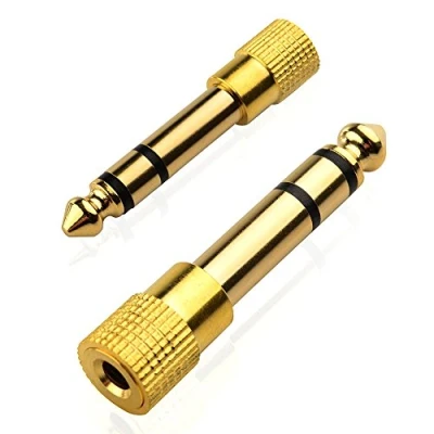 Immagine di Mobi Lock Adattatore Stereo, Maschio a Femmina, Placcato in Oro da 6,35 mm (1/4 di Pollice) 3,5mm (1/8 e Connettore Jack Audio (Confezione 2)