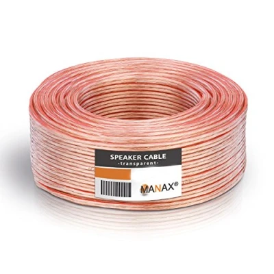 Immagine di MANAX® Cavo per altoparlante, bianco, 2 x 1,5 mm², 30 m, trasparente