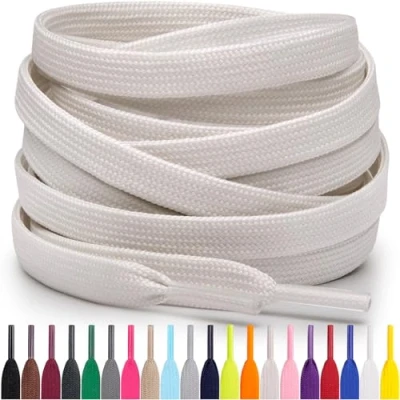 Immagine di Miscly Lacci Piatti per Scarpe Sportive, Disponibili in Varie Lunghezze e Colori (Bianco Sporco, 91 cm)