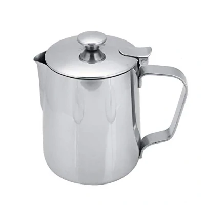 Immagine di Nikou tazza di schiuma caffè in acciaio inox brocca Latte con coperchio per Coffee Art(350ml)