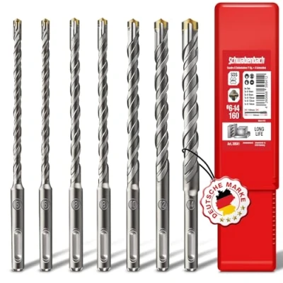 Immagine di SCHWABENBACH ® SDS PLUS Concrete Drill Bit Set Super 7pcs. 6 8 10 12 14 x 160 mm Masonry compatibile con Bosch Hilti Makita Metabo Hammer