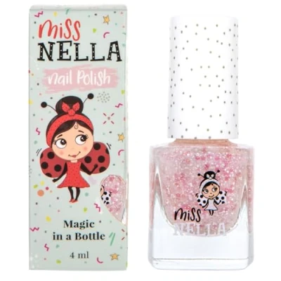 Immagine di Miss Nella Happily Ever After Safe Smalto speciale rosa con glitter bianchi per bambini, formula atossica e inodore, bambini a base d&#039;acqua una facile rimozione