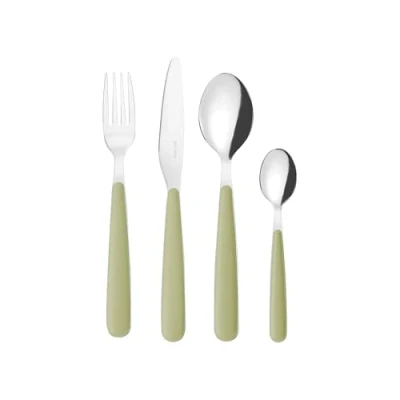 Immagine di Guzzini Set 24 posate in acciaio inossidabile, bianco, &quot;POP&quot; (verde alga)