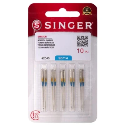 Immagine di SINGER 2045 Universale (15X1, HAX1, 130 / 705H) Sfera Punto Giallo Fascia aghi Macchina da Cucire Multiple Taglie 90/14 Confezione 10