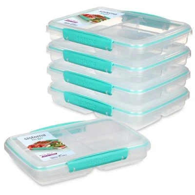 Immagine di Sistema To Go Contenitori per meal prep multiscomparto Con divisori e clip 820 ml Privi di BPA 5 alimenti