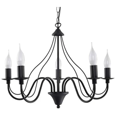 Immagine di SOLLUX lighting Minerwa 7 Candeliere Lampadario, Lampada A Sospensione Soffitto, Stile Glamour, Lampadina Sostituibile E14, 7x40 W, Acciaio, 60x60x80 cm, Nero