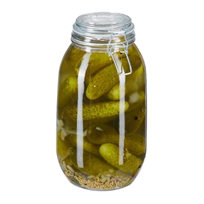 Immagine di Relaxdays Barattolo per Alimenti, Contenitori in Vetro da 3 Litri, Conserve, Coperchio Chiusura a Clip, Trasparente, 1 pz