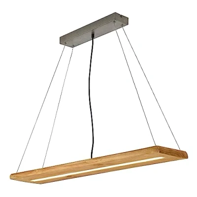 Immagine di Trio, Sospensione, Brad incl. 1 x LED,SMD,27,0 Watt,3000K,3400 Lm. Finitura: legno naturale, color L:100,0cm, L:20,0cm, A:150,0cm Dimmerabile tramite interrutto