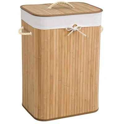 Immagine di TecTake PORTABIANCHERIA Cesto Porta Biancheria Contenitore Bambu con Sacchetto Removibile Modelli Differenti (72L Naturale No. 401836)