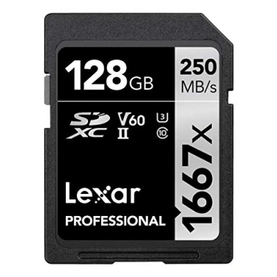 Immagine di Lexar Professional 1667x Scheda di memoria SDXC 128 GB, UHS II, Fino a 250 MB/s lettura, Class 10, U3, V60, per Fotografi Professionisti, Videografi, Appassionati (LSD128CB1667)