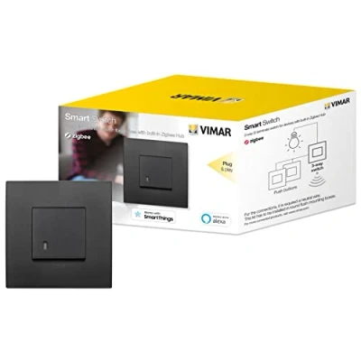 Immagine di Vimar 0K19592.02 Arké smart interruttore a 2 vie Compatibile con Alexa, kit plug &amp; play per dispositivo in Zigbee Hub, richiesto un neutro cablato