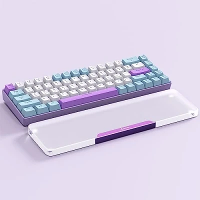 Immagine di Attack Shark 68 Tasti Poggiapolsi in Acrilico, Lega di Alluminio Trasparente, per Tastiera Meccanica da Gioco al 60%, Base Antiscivolo Supporto Polso Ergonomico Viola