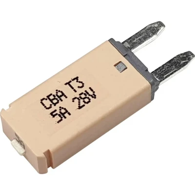 Immagine di Hansor Circuit Breaker Mini, type 3. Manual Reset, 5A CBA3 Series Interruttore automatico fusibile piatto standard 5 A Marrone chiaro 1 pz.
