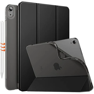 Immagine di MoKo Cover Protettiva per iPad Air 11 Pollici 2024/iPad 5a 2022/iPad 4a 2020, [Supporta Ricarica di iPencil] Retro Traslucido in TPU, Custodia con Auto Sveglia/Sonno, Nero