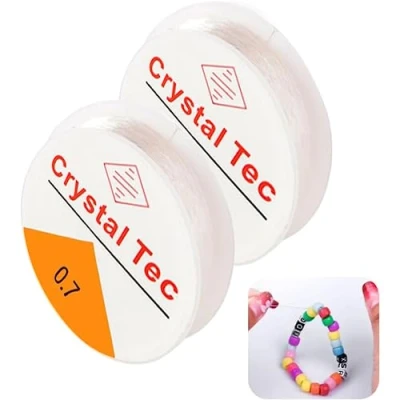 Immagine di 2 Pezzi Filo Elastico per Braccialetti, 0,7 mm Nylon Trasparente, Bobina di Cristallo, DIY, Perline, Bracciali, Artigianato