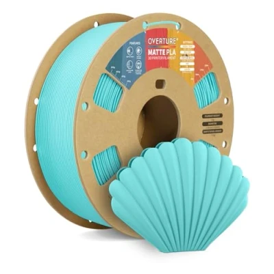 Immagine di OVERTURE Filamento Matte PLA 1.75mm, 1kg Bobina (2.2lbs) Opaco Filamenti per Stampante 3D, Neatly Wound Precisione Dimensionale +/ 0.02 mm, Turchese