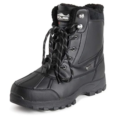 Immagine di Polar Uomo Thinsulate Foderato Impermeabile Battistrada Profondo Durevole Gomma Shell Termica Inverno Pioggia Neve Stivales Nero UK10/EU44 YC0693