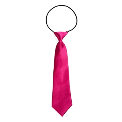 Immagine di DonDon Cravatta da bambino ragazzo effetto seta lucida 7,0 cm di larghezza con elastico rosa fucsia