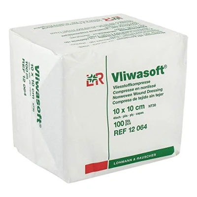 Immagine di VLIWASOFT Compresse in tessuto non tessuto, 10 x cm, sterili, 4 l, 100 pezzi