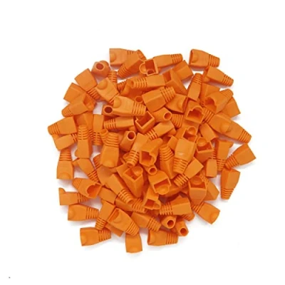 Immagine di Copapa Connettore per cavo Ethernet RJ45 in plastica morbida, protezione antistrappo, CAT5, CAT5E, CAT6, CAT6E, 100 pezzi, colore: arancione