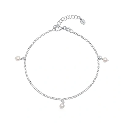 Immagine di Amberta Cavigliera con Perline da Donna in Argento Sterling 925: 4 5 mm e Perle 25 cm