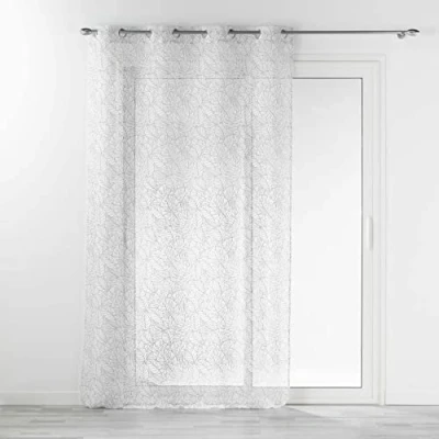 Immagine di Douceur d&#039;Intérieur Tenda con occhielli (140 x 240 cm) Solea Bianco, effetto lino tessuto stampato