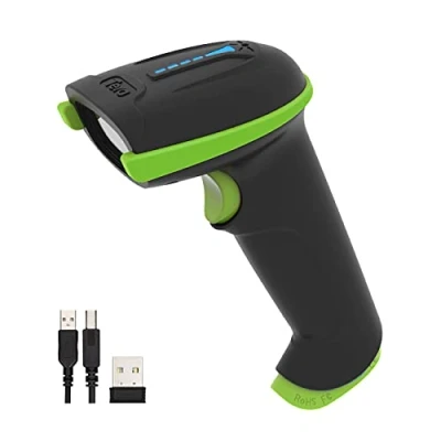 Immagine di Tera Lettore di codici a barre portatile 1D laser wireless e USB cablato con indicatore del livello della batteria, batteria extra large 2000mAh, brevetto n.: EU008489413, aggiornamento modello 5100
