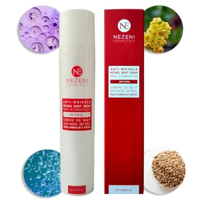 Immagine di Nezeni Crema Notte 0.3% RETINOL PURO Antirughe Donna/Uomo 27 Attivi Riempitore Rughe Profonde con Acido Ialuronico Rassodante Viso, Collo e Scollatura Pelle Normale, Grasso Misto