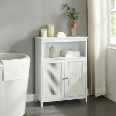 Immagine di [en.casa] Mobile a Terra per Bagno Armadietto da Stoccaggio Lavanderia con Ante e Scomparto 80 x 60 28 cm Bianco