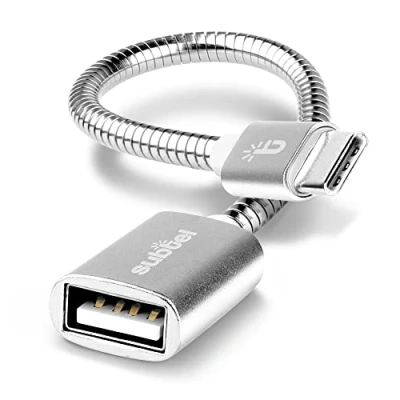 Immagine di subtel Cavo OTG 15cm Compatibile con Nokia XR30, XR20, X20, X10, G60, G50, G21, G20, G11, G10 Adattatore per Telefono Smartphone USB C Type 2.0 Argento Alluminio