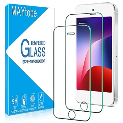 Immagine di MAYtobe 2 Pezzi Vetro Temperato per iPhone SE 2016 / 5S 5 5C, Pellicola Prottetiva Durezza 9H, Anti Graffio, Senza bolle, 0,33mm Ultra Trasparente, Resistente