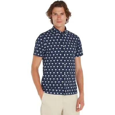 Immagine di Tommy Hilfiger MINI PALM Print Camicia, Uomo, Taglia: Medium, Desert sky multi
