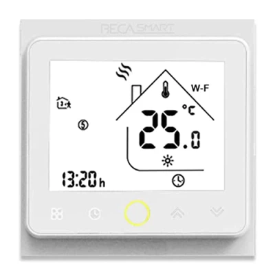 Immagine di BecaSmart Serie 002 Termostato Smart WiFi per 16A Riscaldamento elettrico LCD Touch Screen di controllo della programmazione intelligente con Assistente vocale Alexa/Google Home Bianco