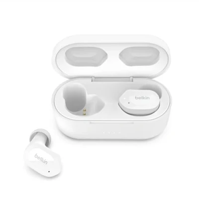 Immagine di Belkin SOUNDFORM Play Auricolari wireless, Bluetooth 3 preselezioni dell’equalizzatore, Resistenti a sudore e schizzi IPX5, 38 ore riproduzione per iPhone, Galaxy, Pixel, Bianco,19 43&quot;,120,AUC005btWH