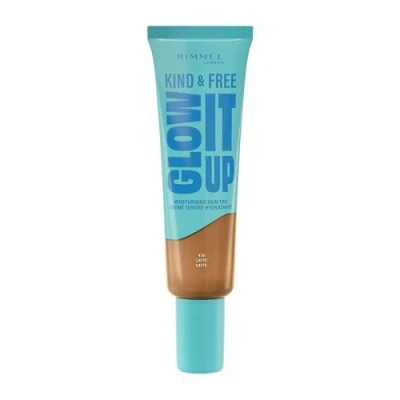 Immagine di Rimmel London Kind &amp; Free GLOW IT UP Fondotinta Idratante, 410, Latte, Lenisce la pelle sensibile, Colorito sano e luminoso, Idrata per tutto il giorno, 30 ml