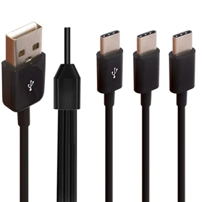Immagine di Tomost cavo splitter multi USB C, 3 in 1 2.0 a maschio tre Typec C da 3, adattatore di ricarica compatibile con cellulare/Android e altri (30 cm)