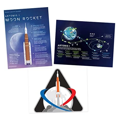 Immagine di Artery8 NASA Artemis 1 Moon Mission Rocket Space Launch System Flight Test Badge Emblem Wall Art Print Poster Pack of 3