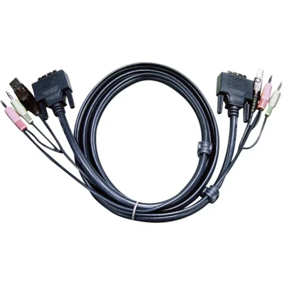 Immagine di ATEN KVM Cavo [2x Spina jack da 3.5 mm, DVI 18+1 poli, A USB 2.0 2x B 2.0] 1.80 m Nero