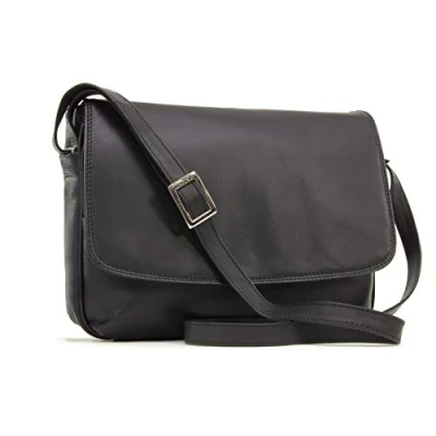 Immagine di VISCONTI Vera Pelle Borsa a tracolla/Borse Spalla donna/Borsa Messenger Tracolla con una cinghia per Lavoro/Borsa organiser/Notebook/iPad 03190 Claudia NERO