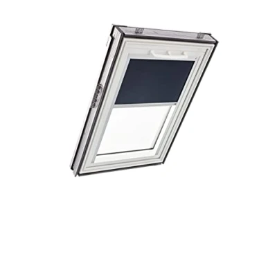 Immagine di Tenda Oscurante Roto Originale ZRV e Coprente Guide di Scorrimento Laterali Argento per Finestre da Tetto delle Serie Q con Dimensioni 055/078 05/07 Blu Notte