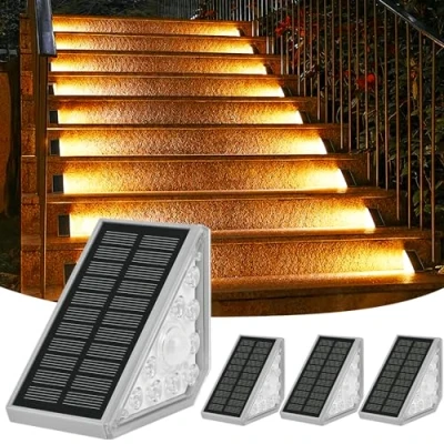 Immagine di Weinsamkeit Lampioni Solari da Esterno con Sensore di Movimento, Set 4 Luci per Scale Esterne 1200mAh/3000K Bianco Caldo/IP65, Luce Solare Giardino Passaggi, Scale, Sentieri
