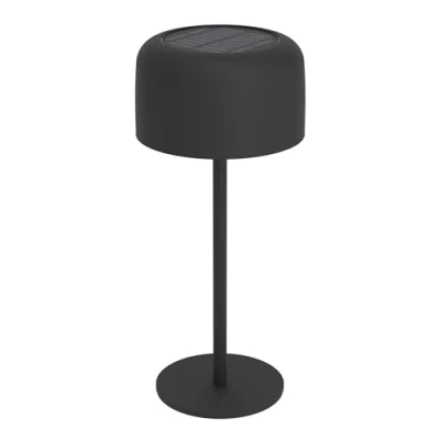 Immagine di Eglo Lampada da tavolo a energia solare Roccanova, per esterni, touch, dimmerabile in 3 livelli, balcone e giardino, acciaio nero, colore luce: bianco caldo, IP44