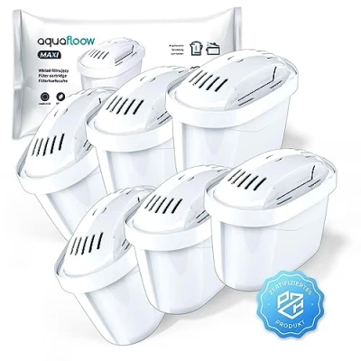Immagine di Aquafloow Maxi Set Di 6x Cartucce Filtranti Per Acqua Adatto A Tutte Le Caraffe BRITA e DAFI Con Filtri UNIMAX Compatibile Maxtra+, Style, Marella, Elemaris, XL, Fun