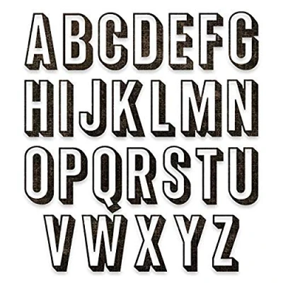 Immagine di Sizzix Die 26PK Alphanumeric Shadow Upper fustelle Thinlits 26 pz 664729 Set Alfanumerico maiuscolo ombreggiato by Tim Holtz, Taglia unica