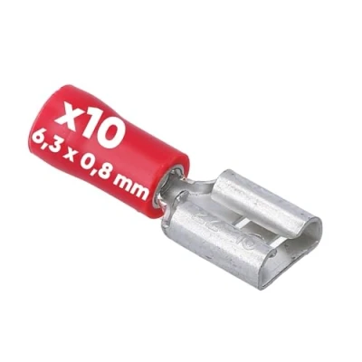 Immagine di Kalitec FHR638 10 connettori piatti, 6,3 x 0,8 I, 0,5 1,5 mm², parzialmente isolati, in ottone, per auto e industria
