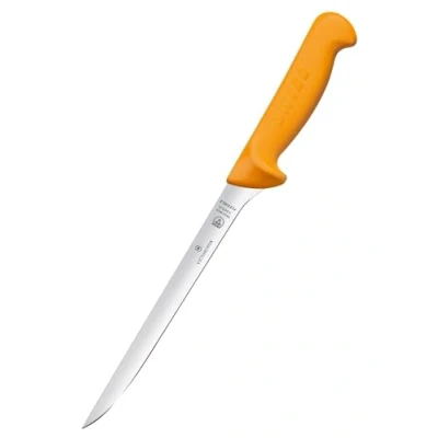 Immagine di Victorinox, Swibo, coltello da cucina, pesce con lama normale flessibile, colore giallo, lunghezza della 20 cm, in acciaio, nero