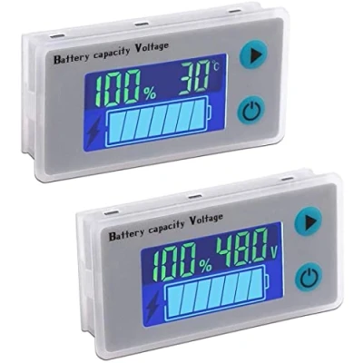 Immagine di Fasizi 2PCS Monitor della capacità Batteria 10 100V Misuratore di Tensione Temperatura 12V 24V 36V 48V Display LCD Indicatore Percentuale Tester Rilevatore quantità Elettrico