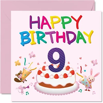 Immagine di Stuff4 biglietto di auguri per il 9 compleanno ragazza, compleanno, bambina, 145 mm x mm, figlia, nipote, bambini