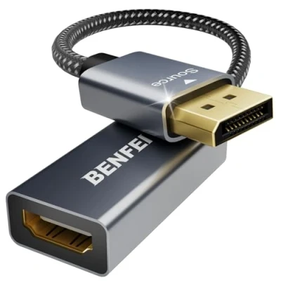Immagine di BENFEI Adattatore DisplayPort a HDMI 4K, Unidirezionale Computer Monitor Convertitore per Lenovo Dell HP Asus [involucro in alluminio, intrecciato nylon]